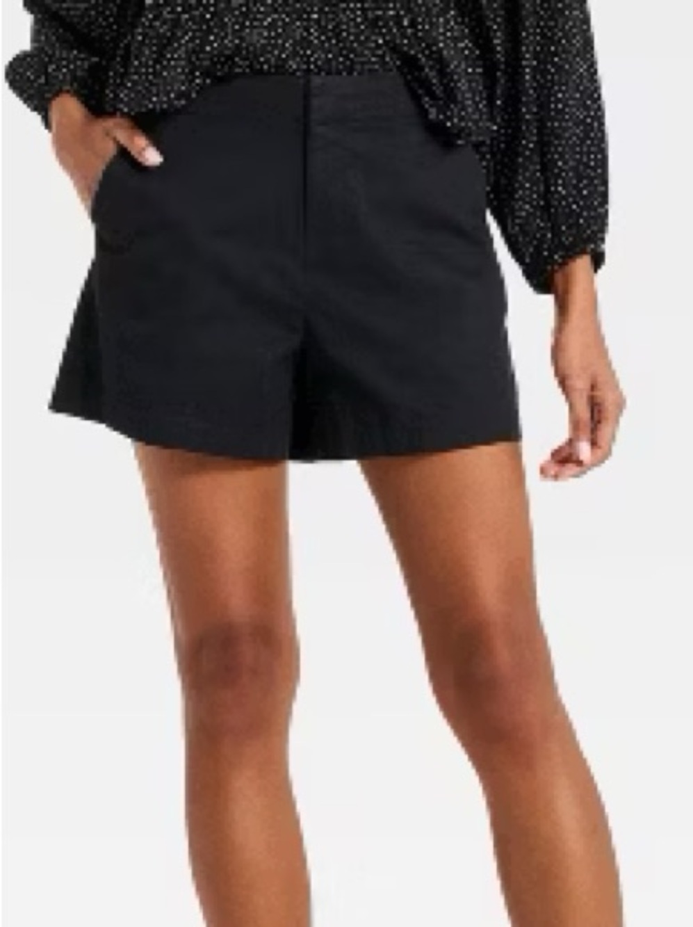 A New Day Women's Cotton Khaki Chino Shorts In black size 8